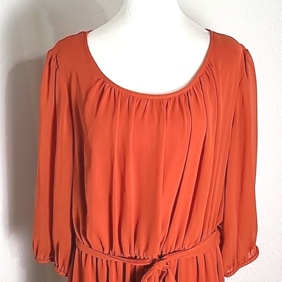 Sweet Storm Chiffon Orange Dress with Tan & White Around the Bottom, Size 20W - Picture 2 of 9